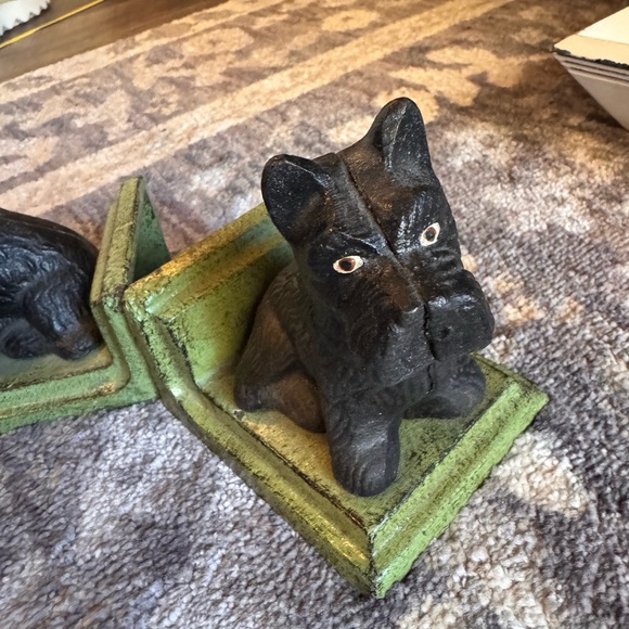 Vintage Charming Black and Green Scottie Dog Bookends - Picture 4 of 8